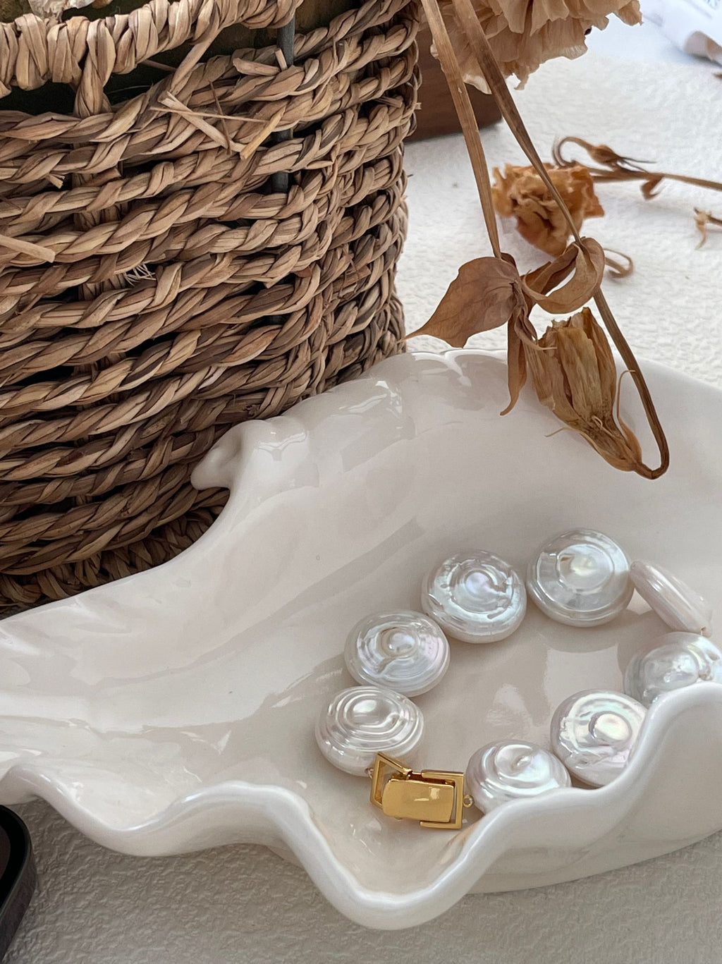 „Roman Holiday“ 18K-vergoldetes Perlenarmband