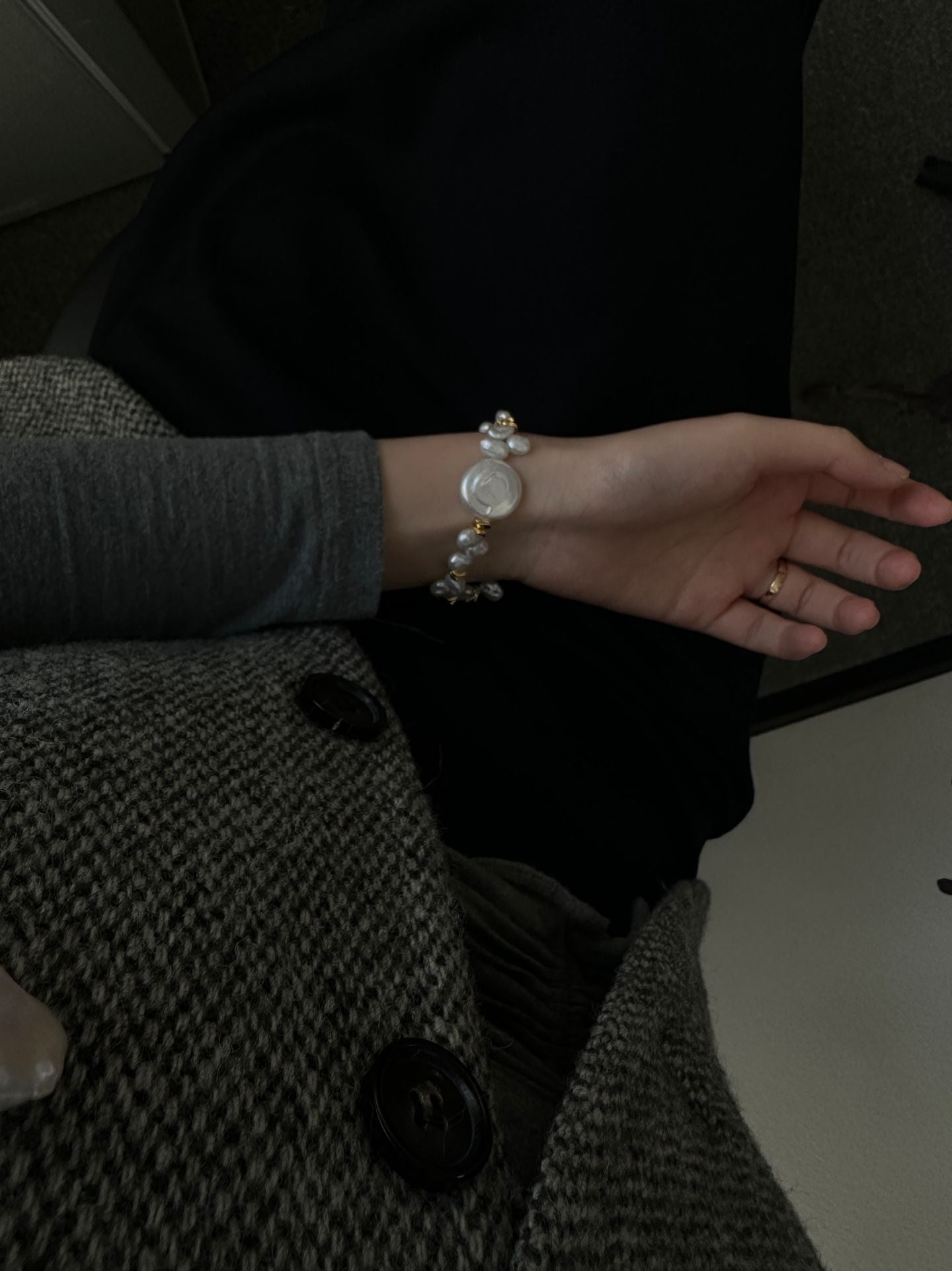 „Golden Disc“ Keshi-Perlen-Armband