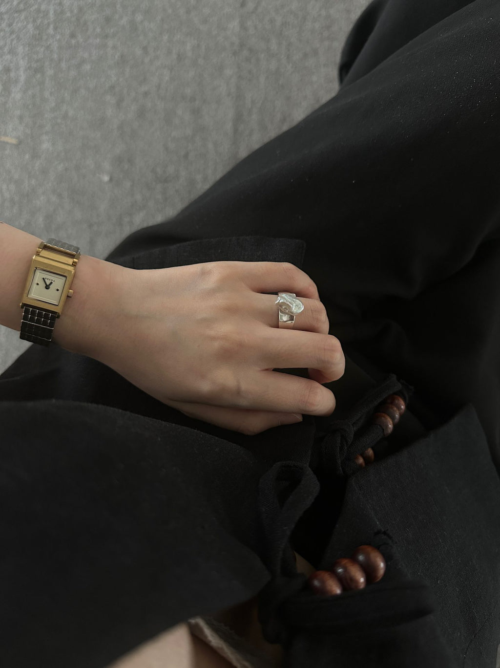 Keshi-Perlenring aus Sterlingsilber – Einheitsgröße / Verstellbar