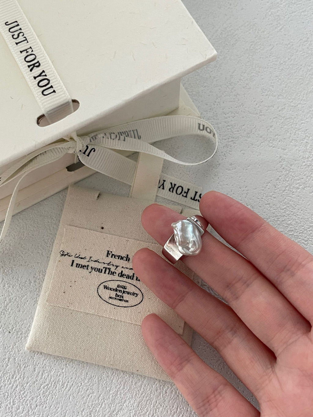 Keshi-Perlenring aus Sterlingsilber – Einheitsgröße / Verstellbar