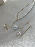 “Petal Grace” 14K Gold-Filled Long Chain Pearl Earrings
