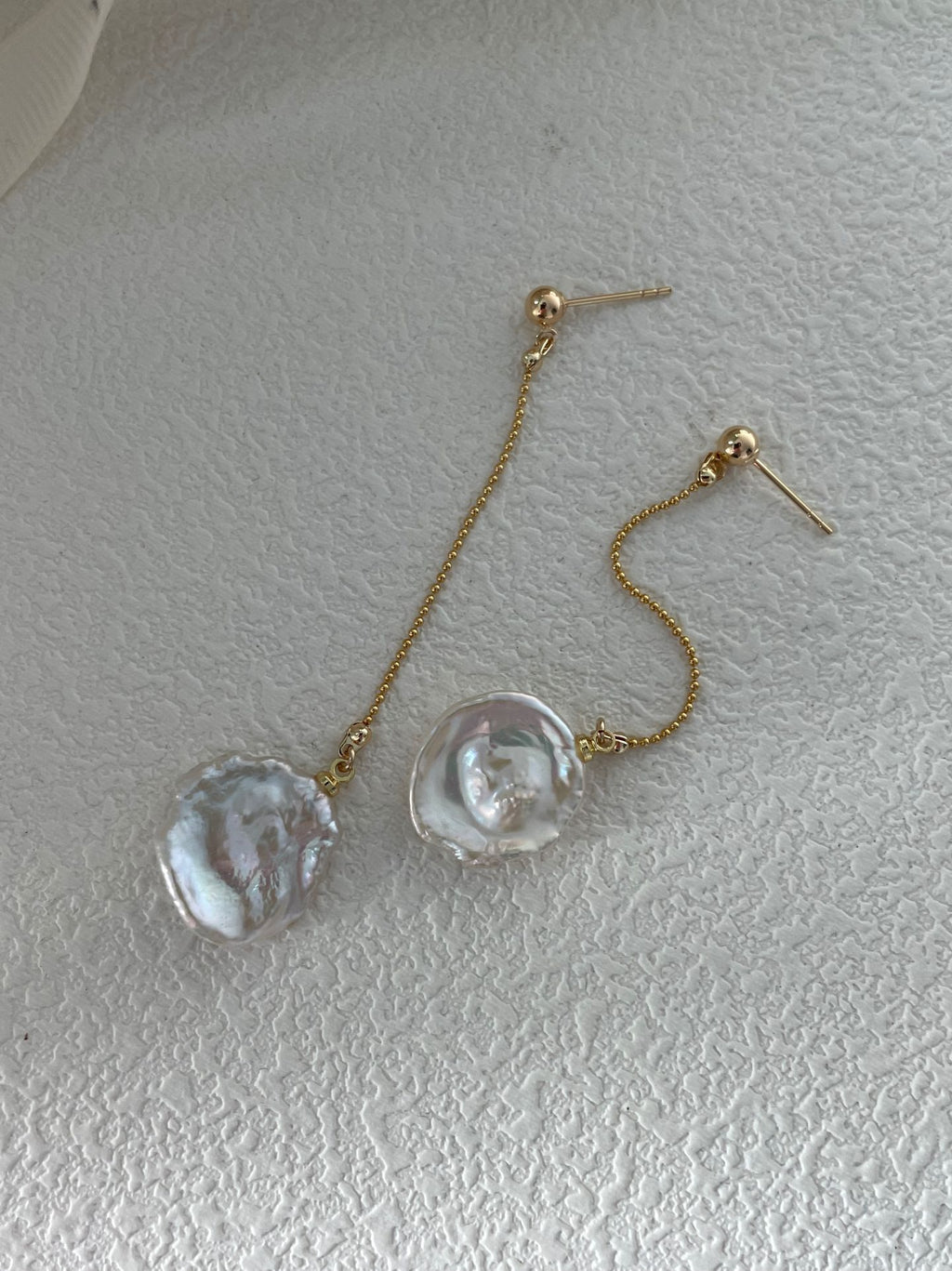 “Petal Grace” 14K Gold-Filled Long Chain Pearl Earrings