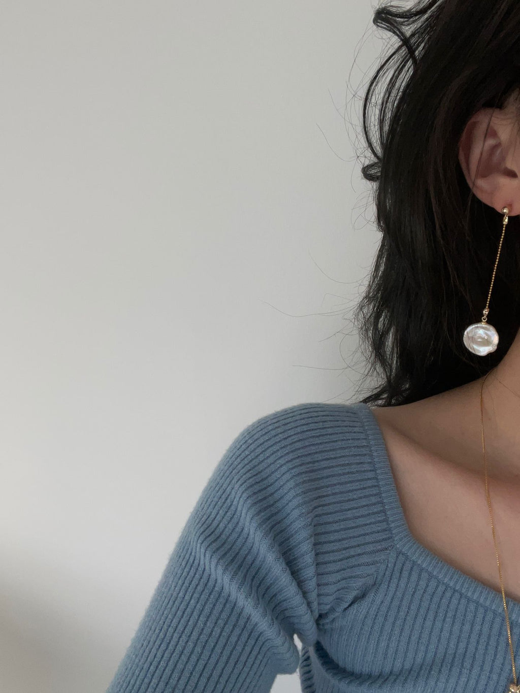 “Petal Grace” 14K Gold-Filled Long Chain Pearl Earrings