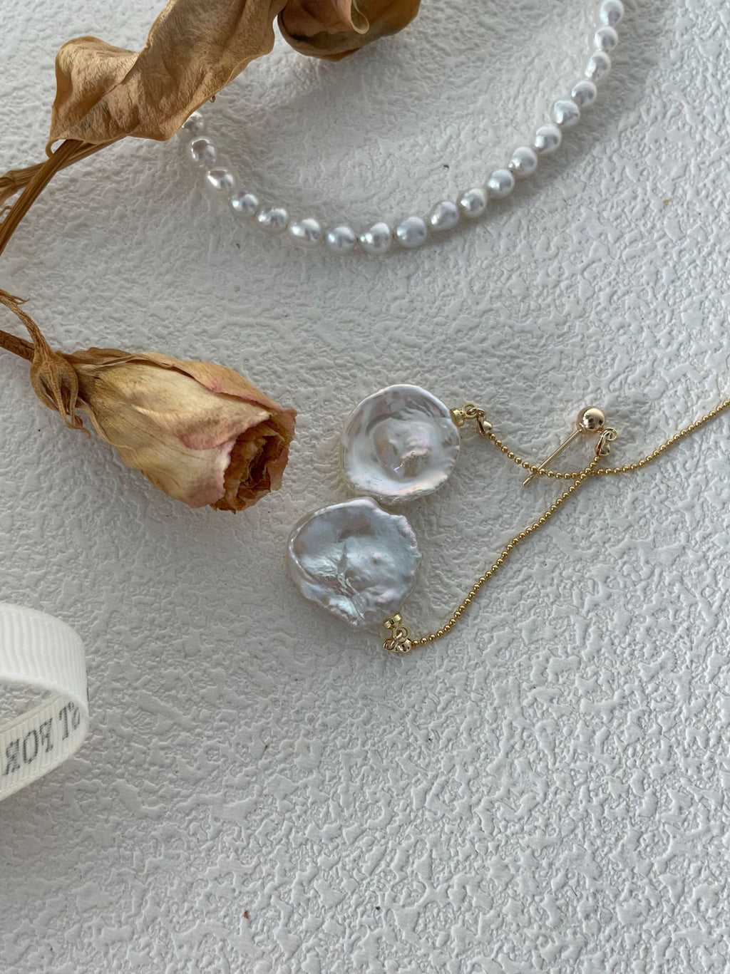 “Petal Grace” 14K Gold-Filled Long Chain Pearl Earrings