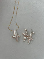 “Pearl Cross” Sterling Silver Sculpted Pearl Earrings