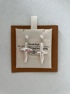 “Pearl Cross” Sterling Silver Sculpted Pearl Earrings