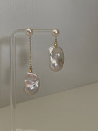 “Dewdrop Elegance” 14K Gold-Filled Baroque Pearl Stud Earrings