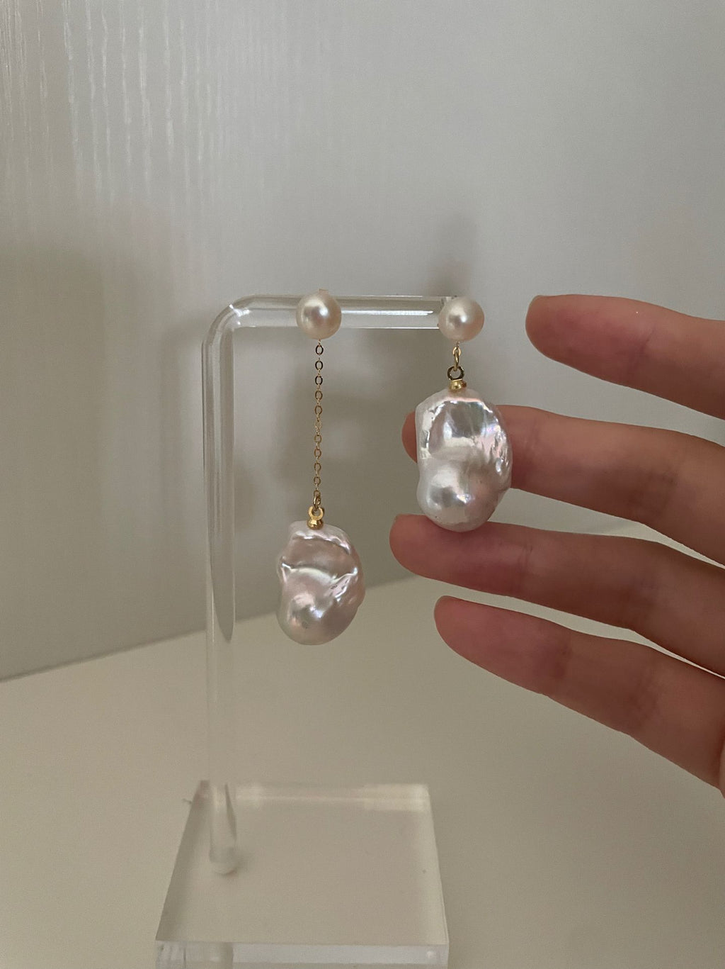 “Dewdrop Elegance” 14K Gold-Filled Baroque Pearl Stud Earrings
