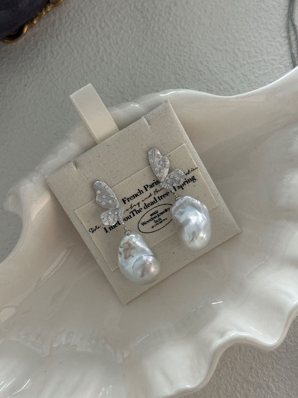 “Butterfly Whispers” Sterling Silver Baroque Pearl Earrings