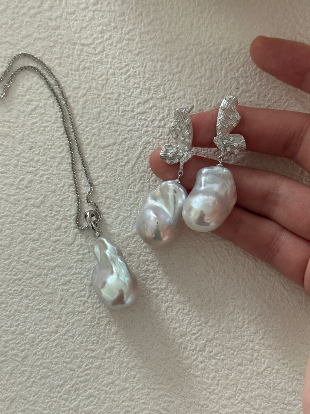 “Butterfly Whispers” Sterling Silver Baroque Pearl Earrings