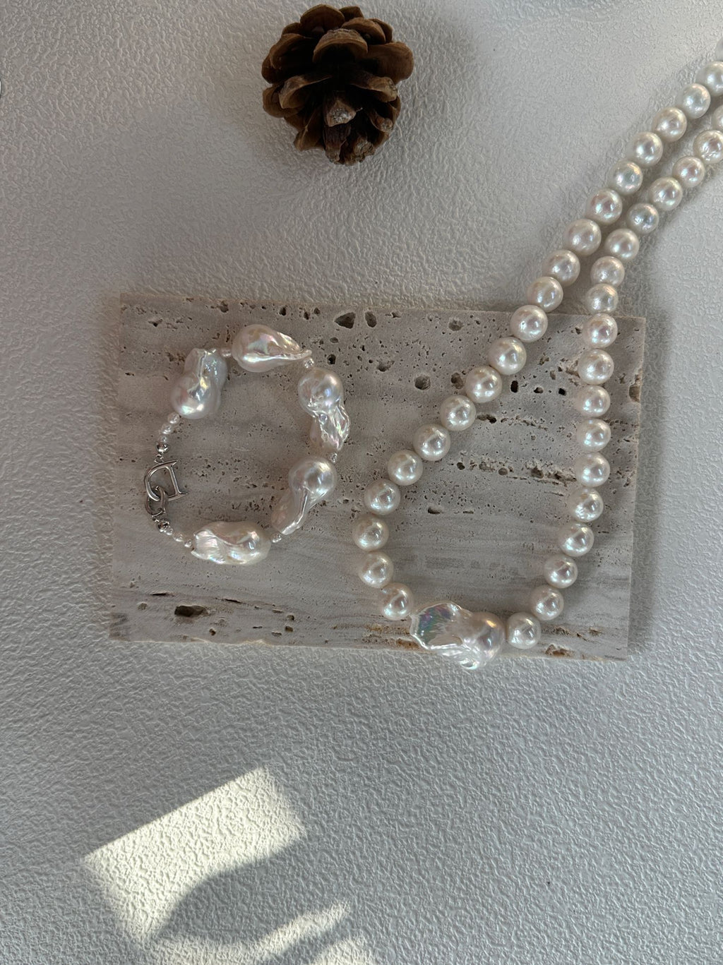 Edison-Barockperlen-Halskette aus Sterlingsilber