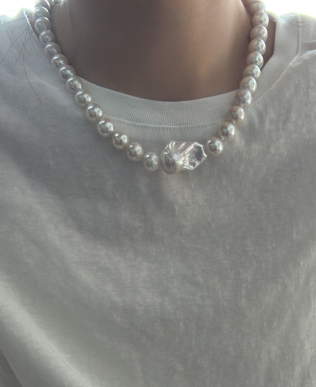 Edison-Barockperlen-Halskette aus Sterlingsilber