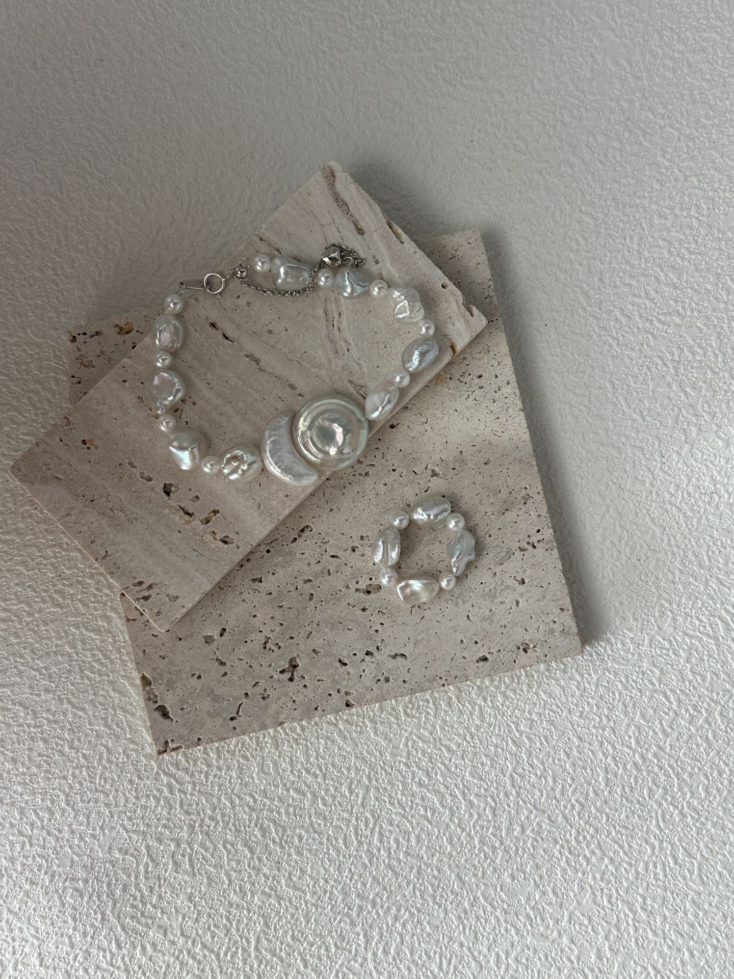 „Tidal Sun & Moon“ Sterlingsilber-Perlenarmband