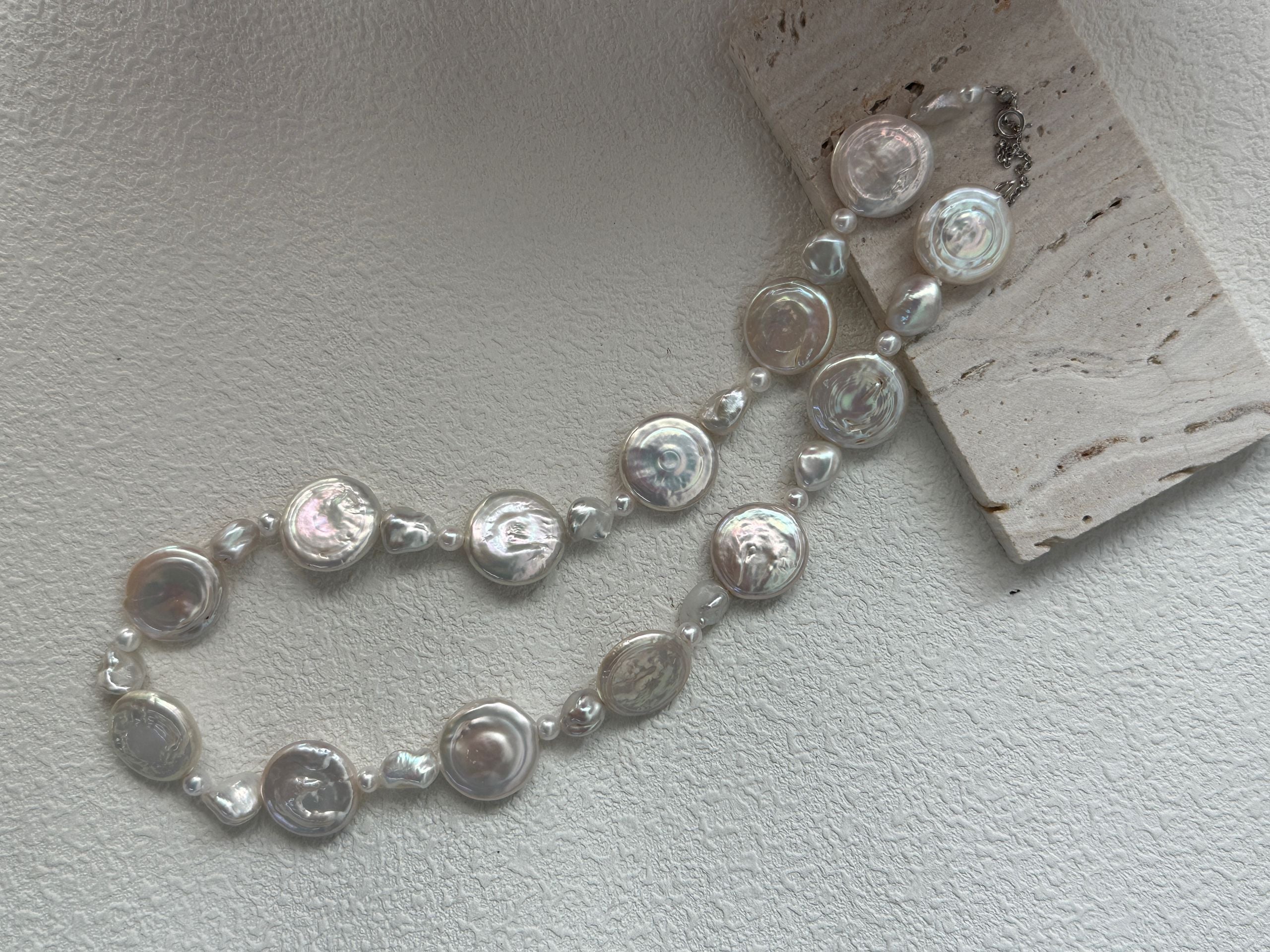 „Sun & Moon Drift“ Sterlingsilber-Perlenkette