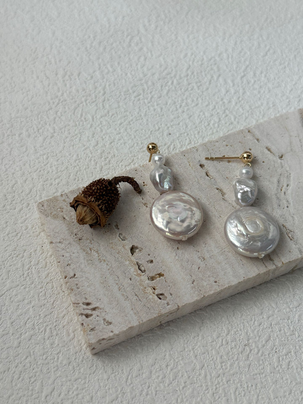 “Sun & Moon” 14K Gold-Filled Multi-Pearl Drop Earrings