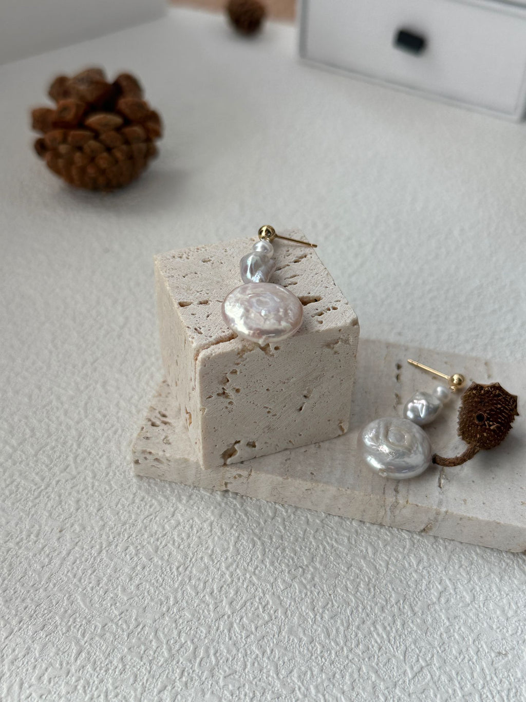 “Sun & Moon” 14K Gold-Filled Multi-Pearl Drop Earrings