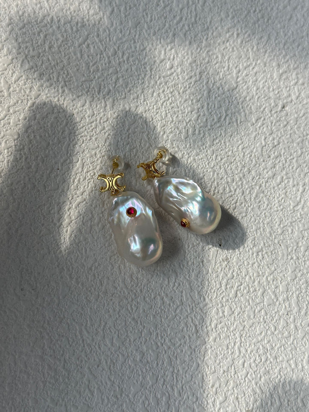 “Scarlet Whisper” 18K Gold-Plated Sterling Silver Baroque Pearl Earrings