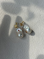 “Scarlet Whisper” 18K Gold-Plated Sterling Silver Baroque Pearl Earrings