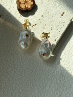 “Scarlet Whisper” 18K Gold-Plated Sterling Silver Baroque Pearl Earrings