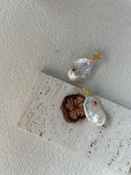 “Scarlet Whisper” 18K Gold-Plated Sterling Silver Baroque Pearl Earrings