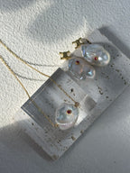 “Scarlet Whisper” 18K Gold-Plated Sterling Silver Baroque Pearl Earrings