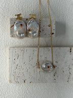 “Scarlet Whisper” 18K Gold-Plated Sterling Silver Baroque Pearl Earrings