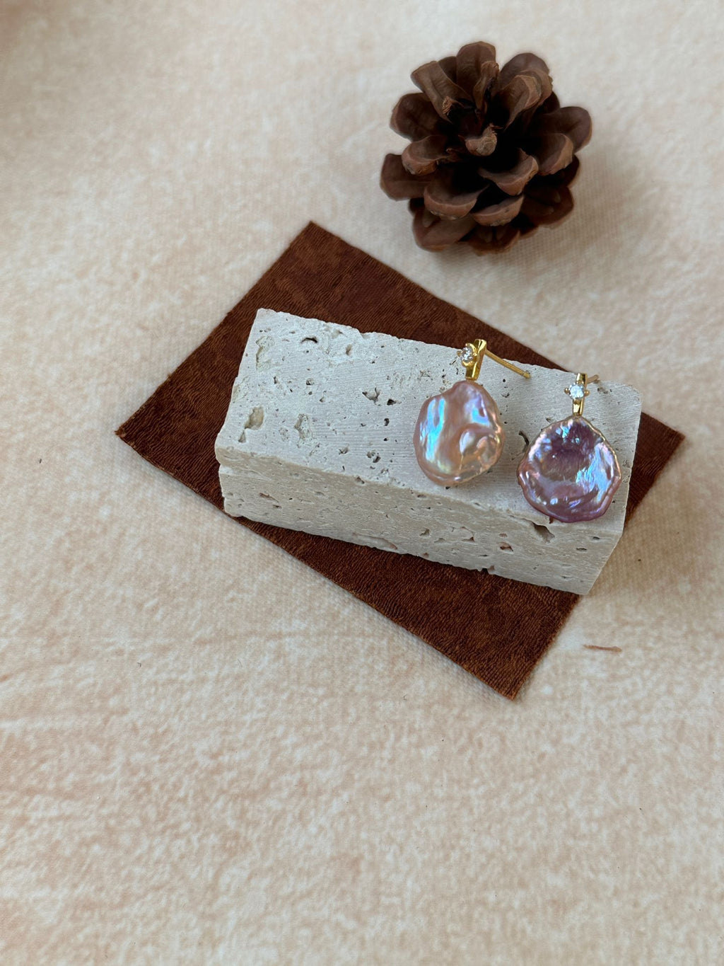Lilac Skirt Baroque Pearl Earrings