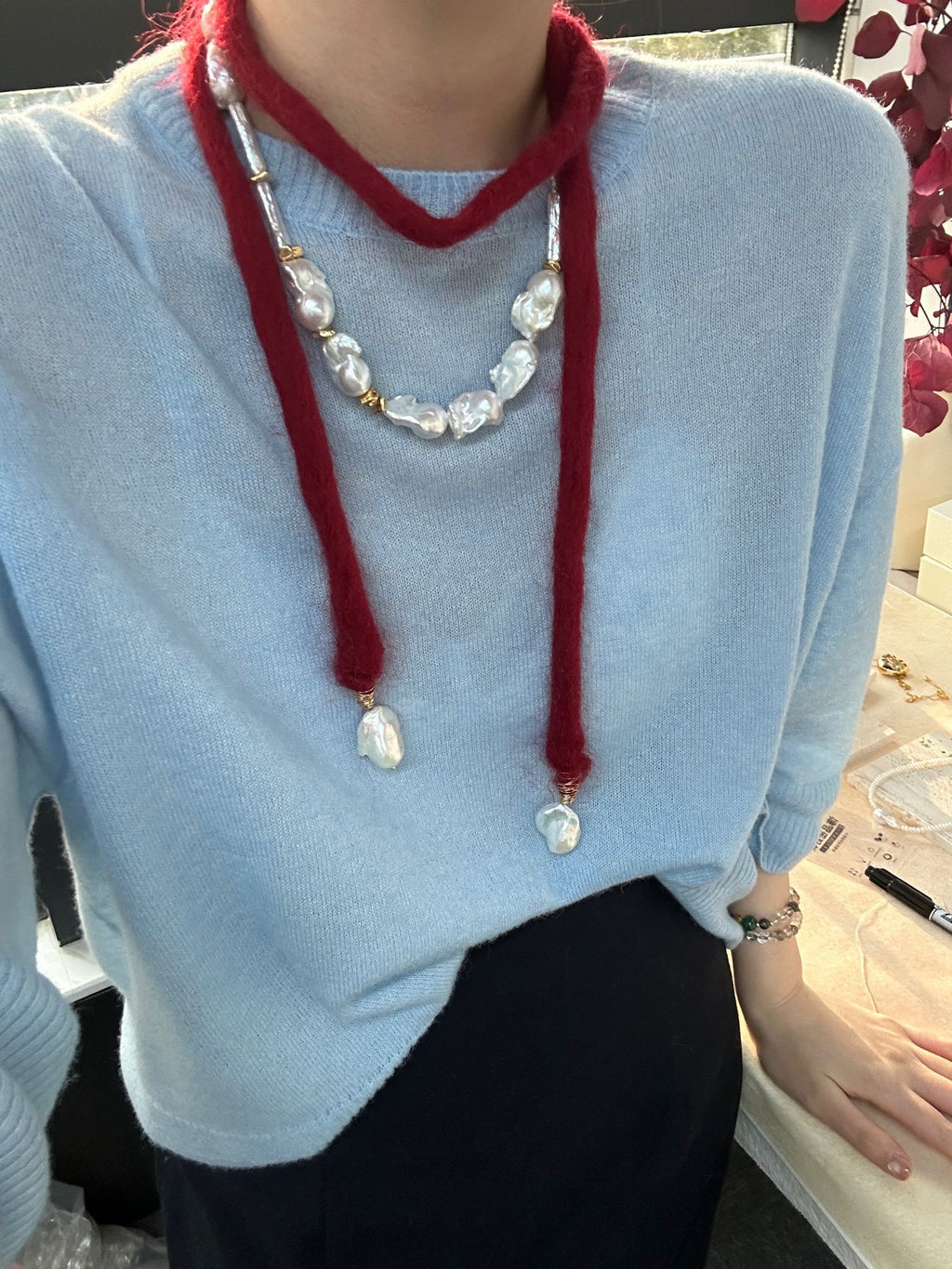 „Ancora Red Scarf“ Halskette