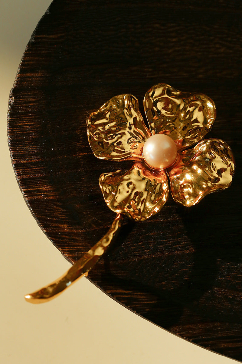 Vintage Floral Pearl Statement Brooch