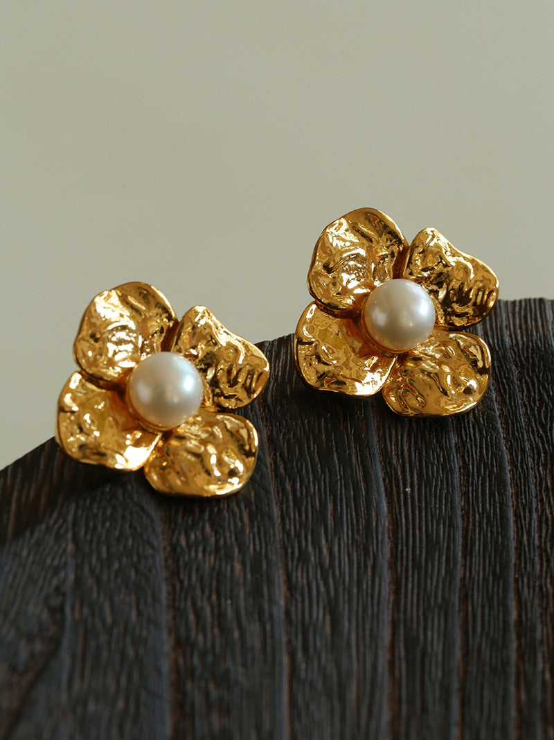 Vintage Pearl Flower Earrings
