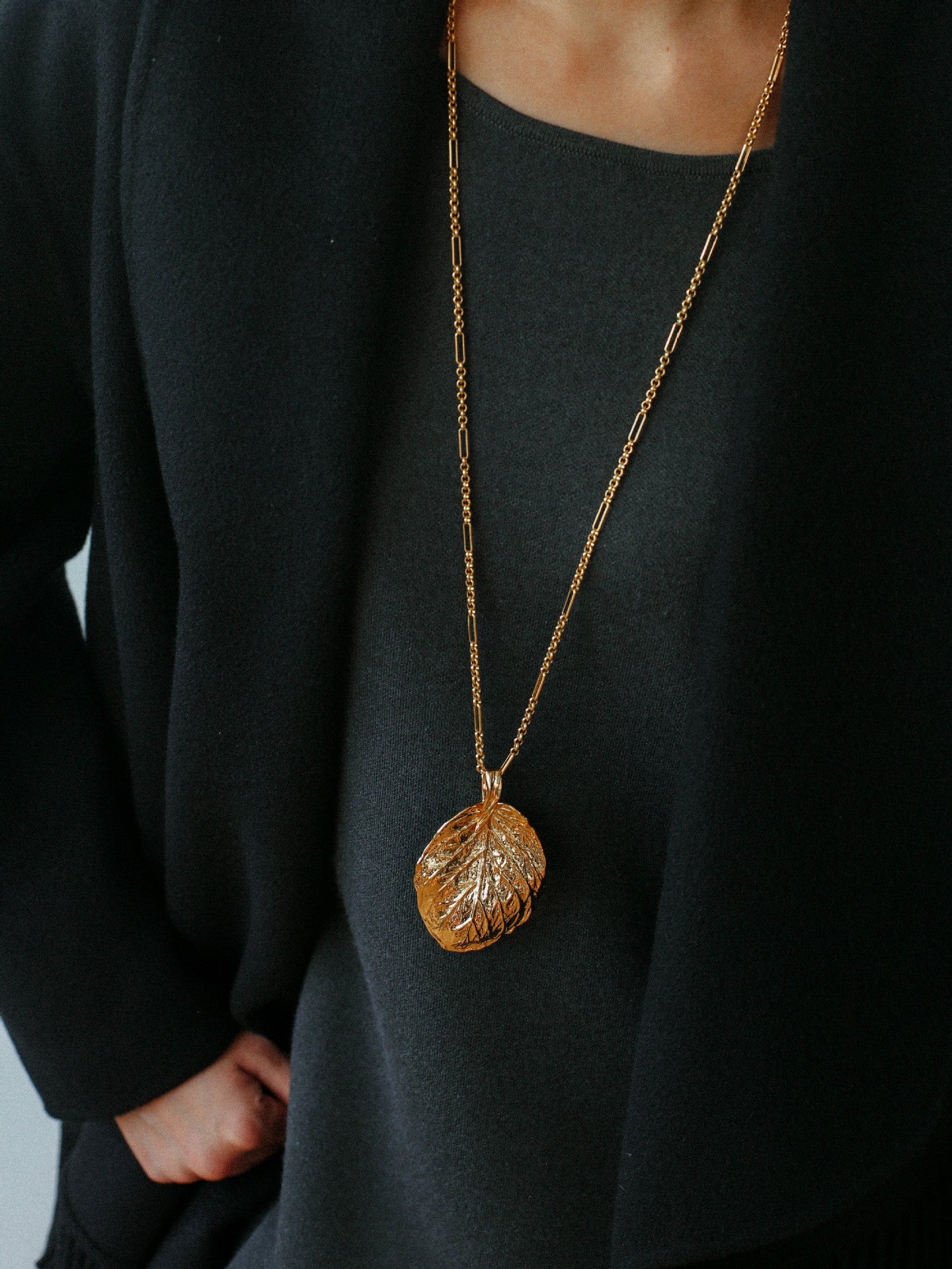 Vintage Metal Leaf Statement Necklace