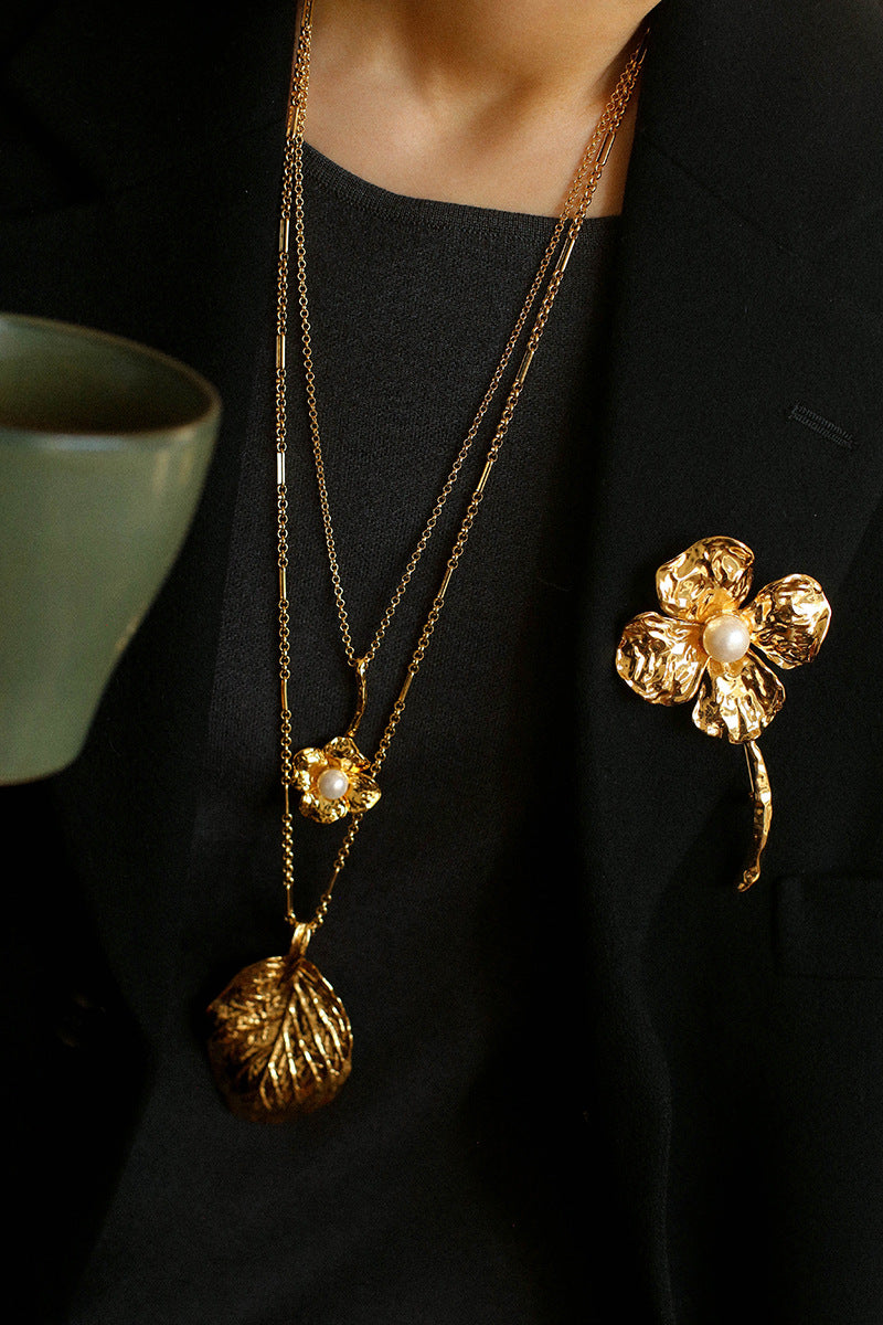 Vintage Floral Pearl Statement Brooch