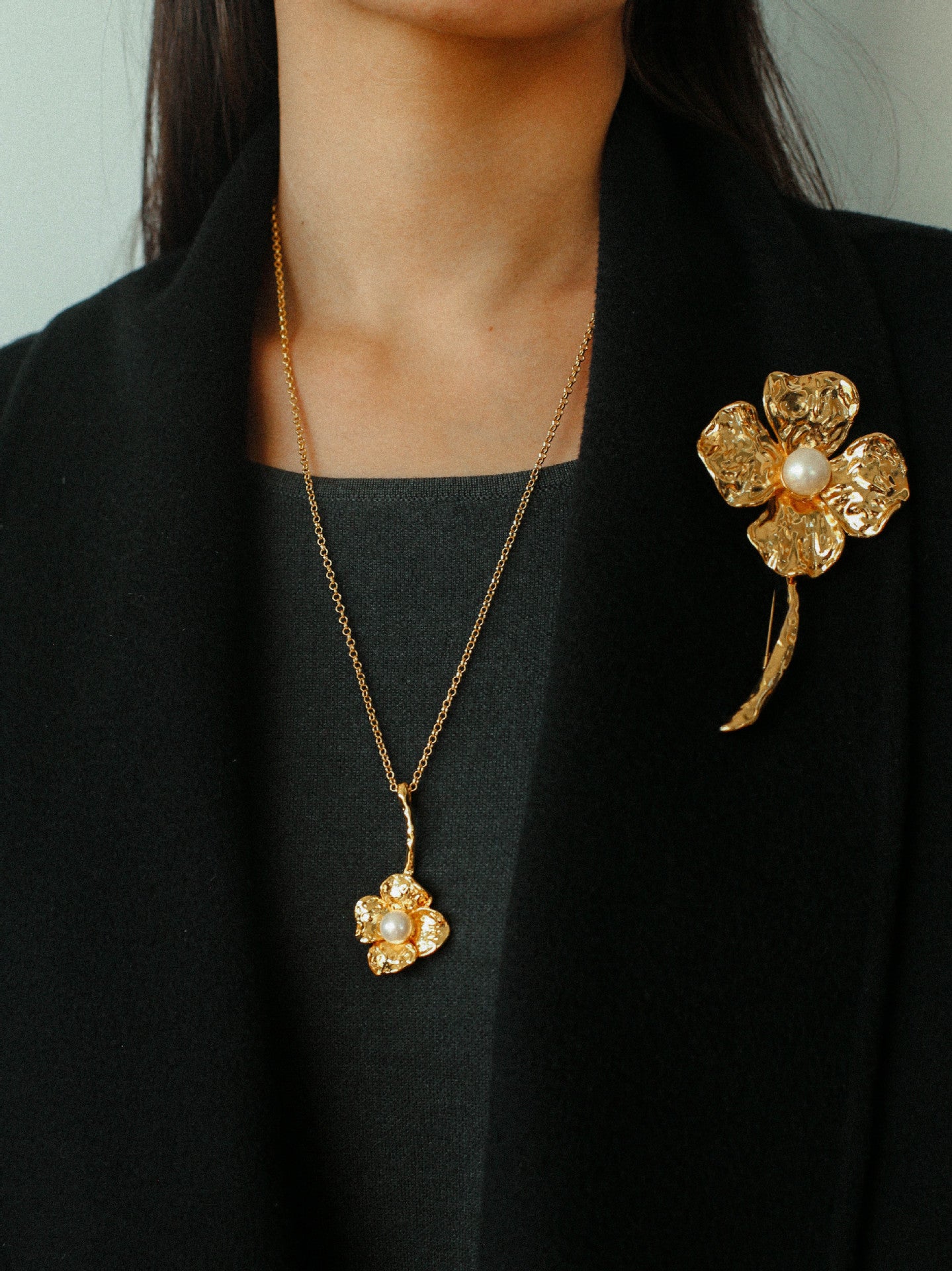 Vintage Floral Pearl Statement Brooch