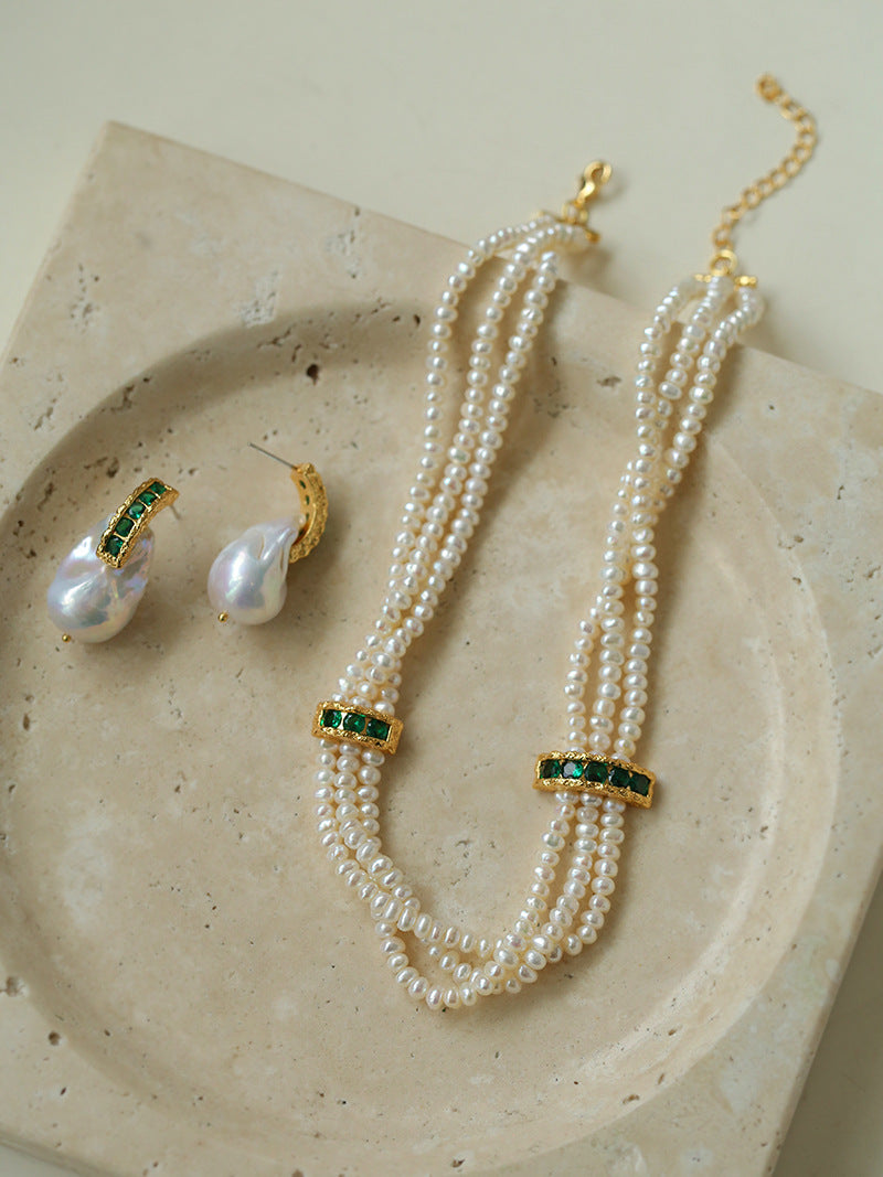 Boutique Couture Kollektion | Barockperlen-Schmuckset (Halskette + Ohrringe)