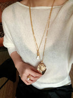 Vintage Metal Leaf Statement Necklace