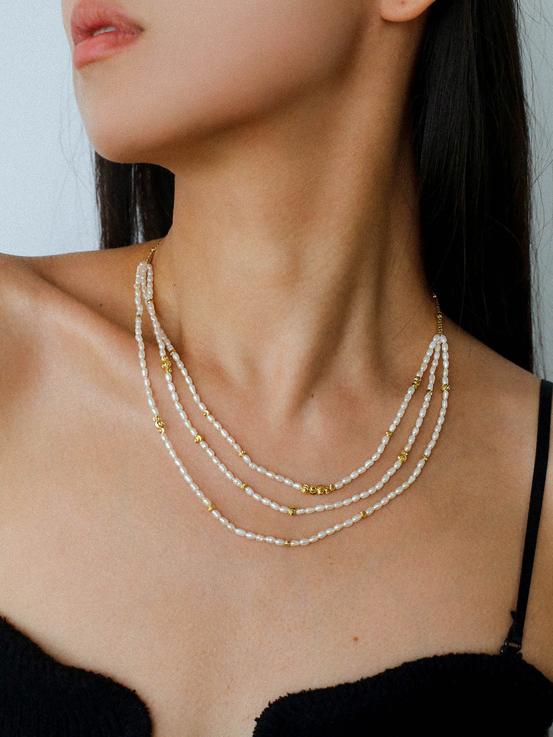 mehrlagige Süßwasserperlenkette