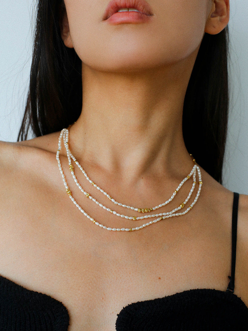 mehrlagige Süßwasserperlenkette