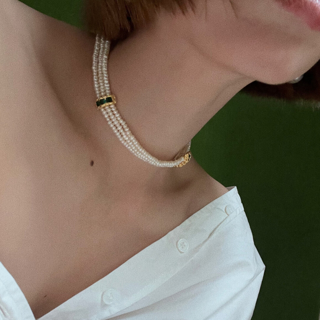 Boutique-Couture-Kollektion | Mehrreihige Barockperlenkette